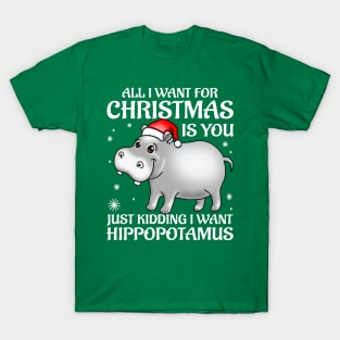 Funny Cute Hippo I Want A Hippopotamus For Christmas T-Shirt